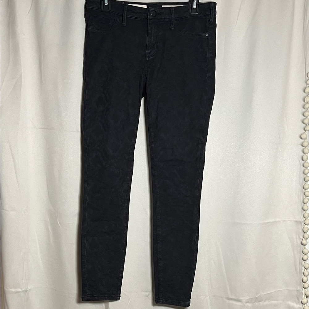 Anthropologie Pilcro and The Letterpress Pants Black Floral Textured Print 28